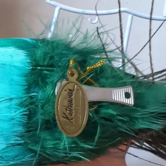 Peacock Christmas Tree Ornament Ombre Blue With Sparkled Feathers - Picture 2 of 5